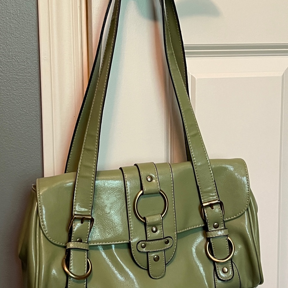 Sage Green Shoulder Bag with Structured Design